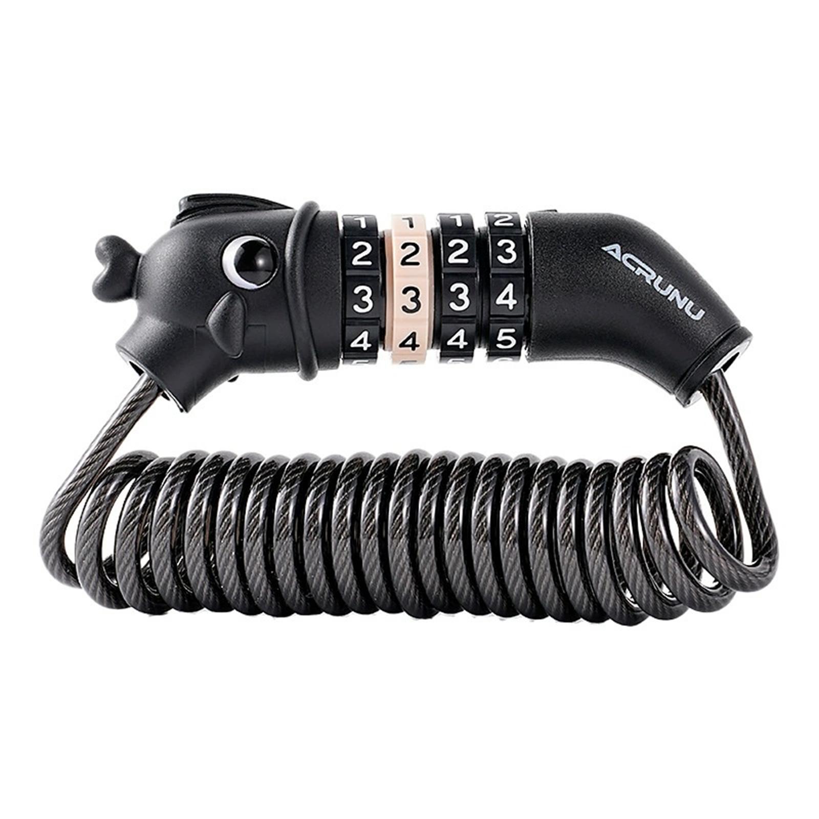 Portable & Electric Bike Combination Lock, Helmet Lock, Steel Cable -Theft Security Gear, Outdoor Cycling & E-Motorbike Lock One Size