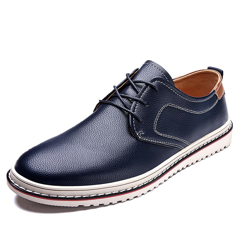 Fashion Men's casual non-slip leather classic business formal shoes Men's hotel leather shoes Large size 38-48 lace-up flat shoes