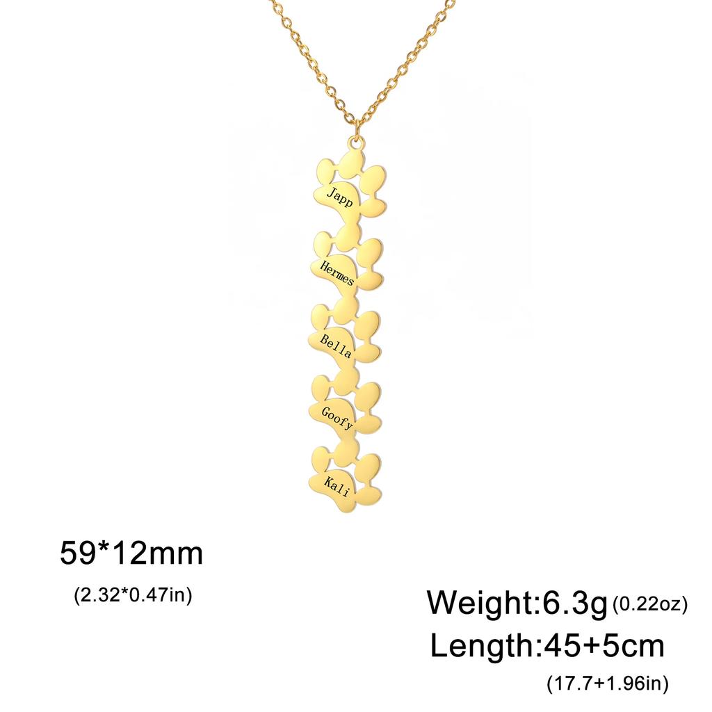 Xiaomi Custom Name Paw Pendant Necklace Personalized Engraved Letter Necklaces for Women Stainless Steel Tiny Dog Paw Jewelry