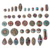 Handmade Nepalese Buddhist Tibetan Brass Metal & Clay Loose Craft Beads for Necklace Jewelry Making DIY