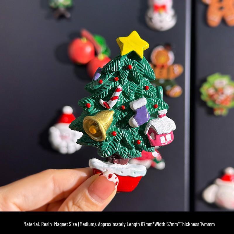 Magneti per Frigorifero di Natale Carini in Resina 3D: Pupazzo di Neve, Albero, Omino di Pan di Zenzero - Adesivi Magnetici Festivi per Decorazione.