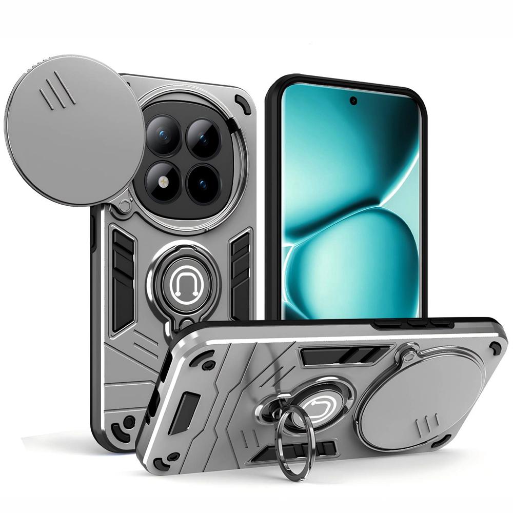 KEYSION Shockproof Armor Ring Stand Case for Redmi Note 15 Pro+ 5G Slide Camera Lens Protection Phone Cover for Redmi Note 15 4G 5G