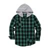 Men's Flannel Plaid Button-Up Hooded Shirt Jacket for Casual Wear