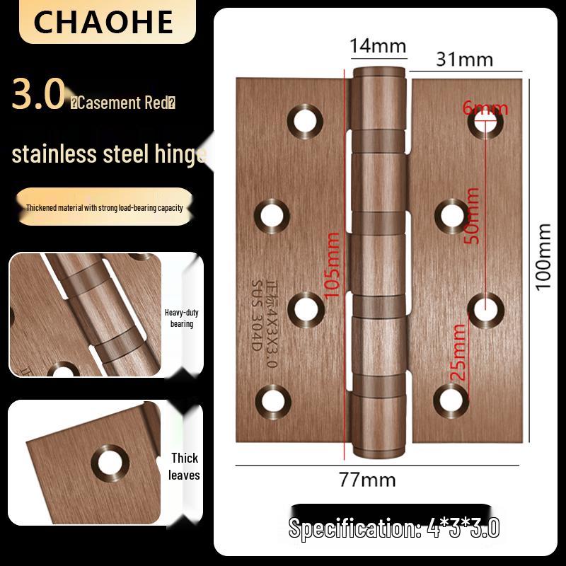 4-inch Silent Bearing Male-Female 304 Stainless Steel Hinge for Wooden Doors