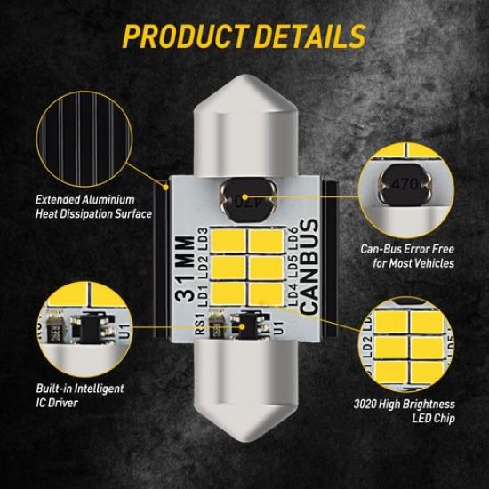 AUXITO 31MM LED Interior Dome Trunk Bulb Light for Camry Toyota