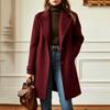 Women's Retro Casual Mid-Length Wool Coat with Lapel Collar for Winter Everyday Wear