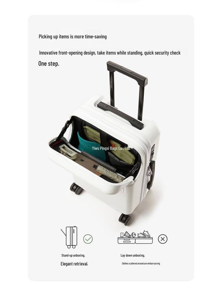 Ping Si 20-Inch Multifunctional Carry-On Suitcase for Women, Men, and Students