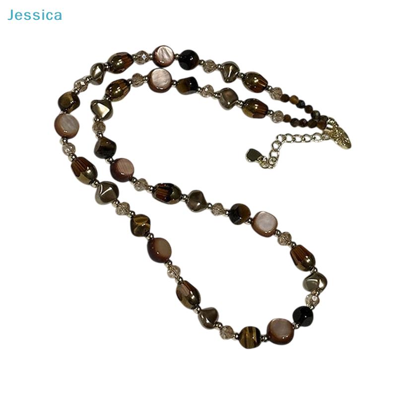 Tiger Eye Stone Choker Necklace – Boho Minimalist Beaded Collar Necklace for Women
