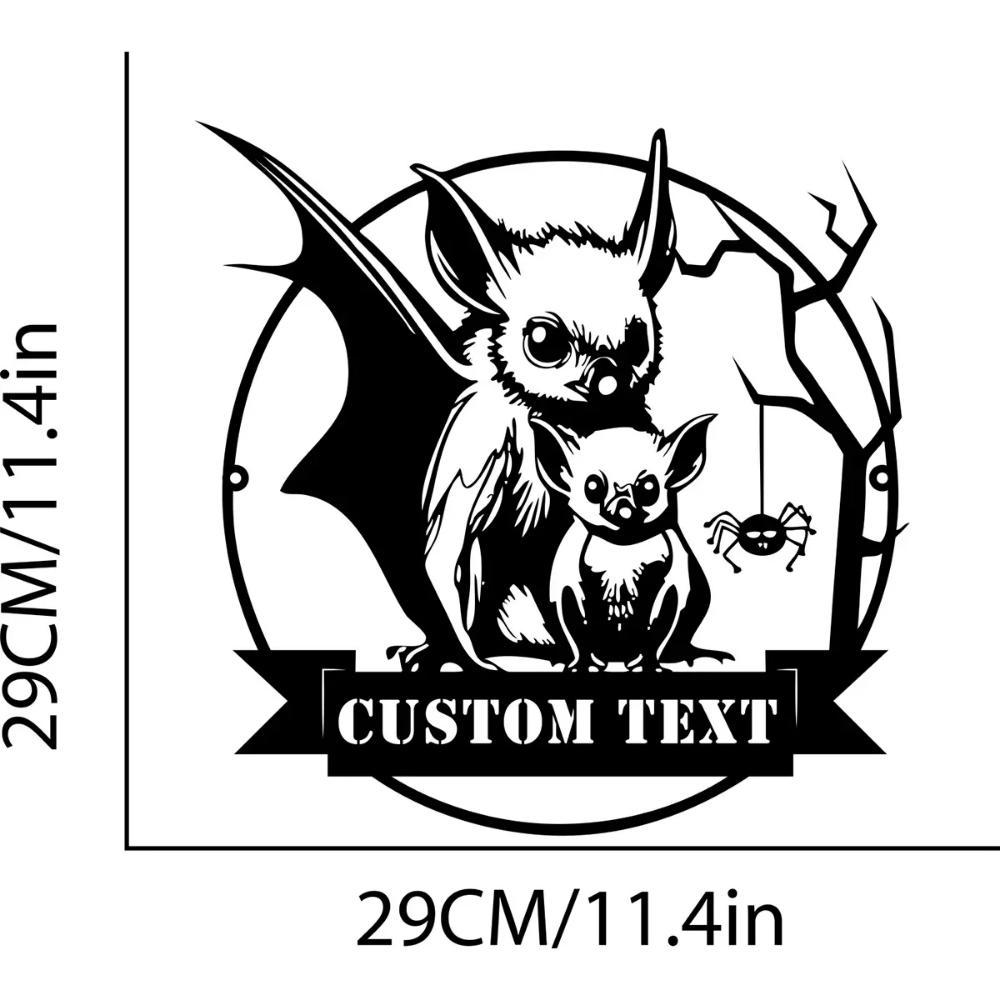 Custom Halloween Metal Sign Gothic Bat Wall Art for Family Home Decor