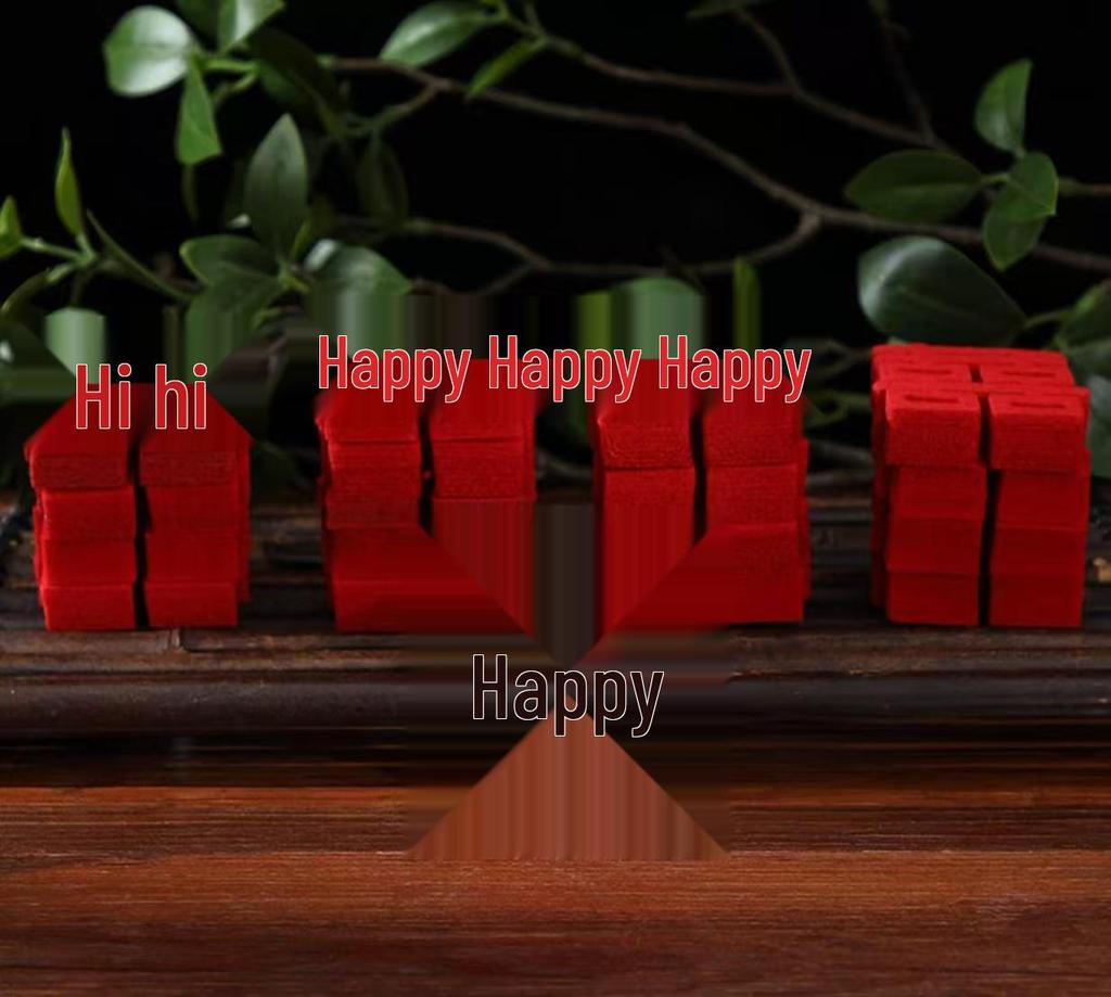 Set of Small Double Happiness Stickers for Wedding Decorations, Stairs, and Room Arrangement with Handkerchief Flowers