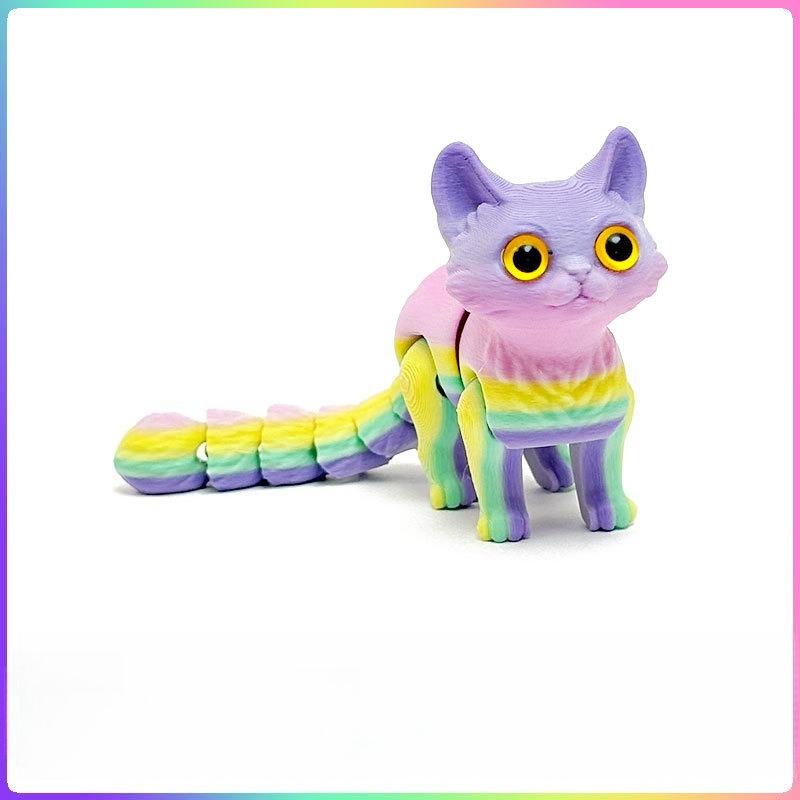 3D Printed Cats Movable Joint Fidget Toys Stress Relief Decompression Desktop Ornament Kid Figure