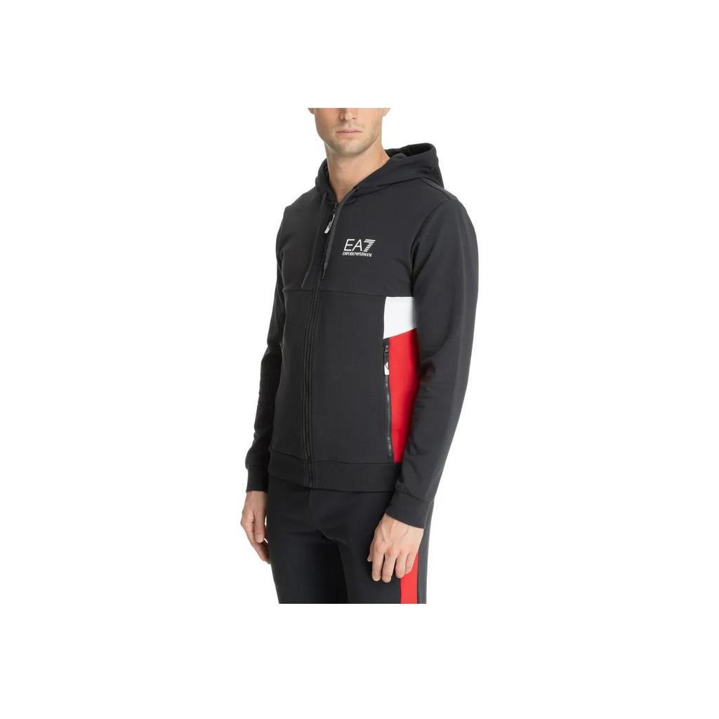 Emporio Armani Giacca con Cappuccio e Zip EA7 Stampa Lettere Color Block Uomo giacche Nero 3DPM15-PJLIZ-1578