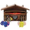 Thai Style Antique Wooden Heart Wall Ornament with Lock and Fence