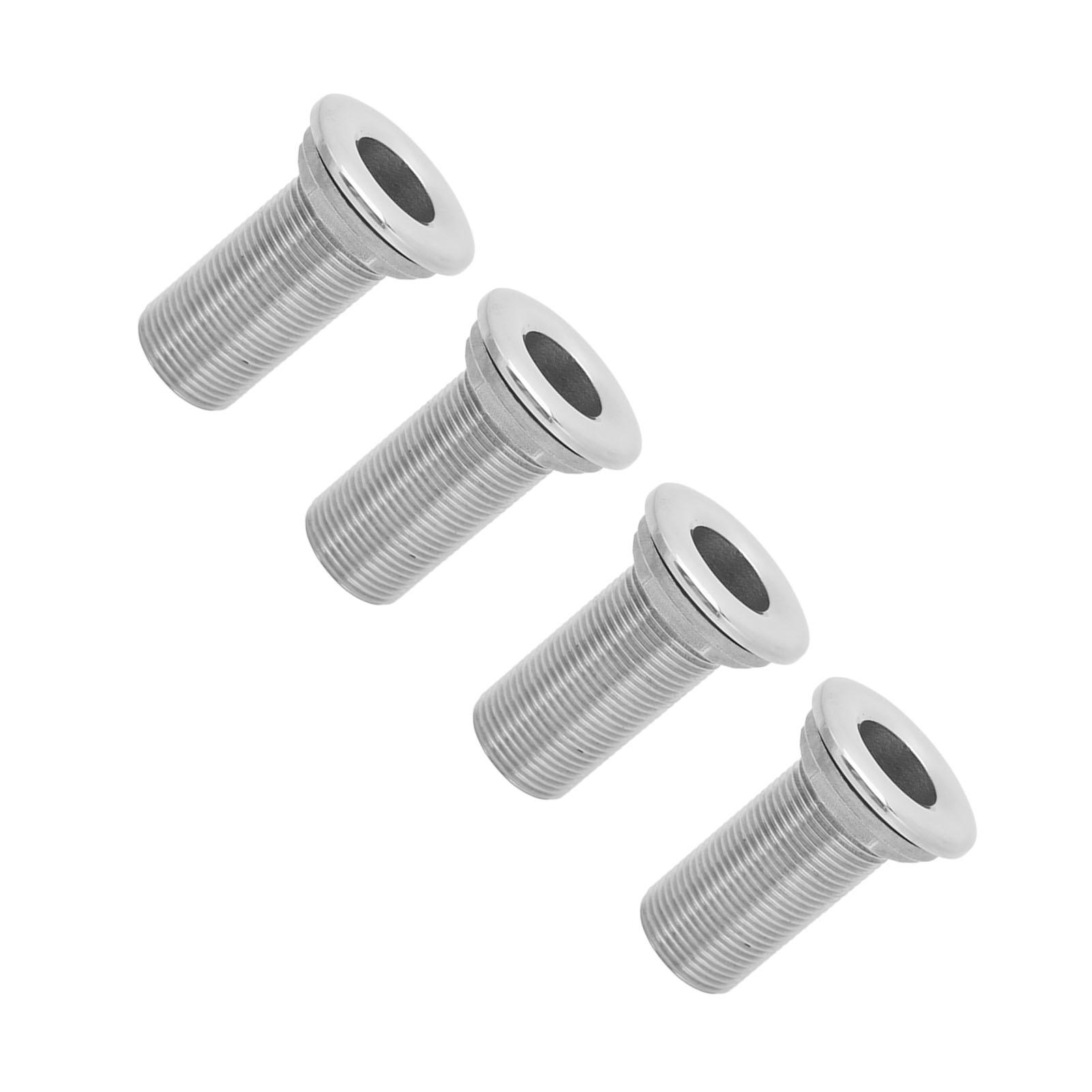 

4 Pcs 1 Inch Marine Barbed Hose Thru Drain Threaded Fitting 316 Stainless Steel Straight Thru Hull