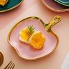 Creative Gold Edged Handle Ceramic Plate, Tableware, Dishes, Dessert Plate, Home Breakfast Plate, Kitchen, Restaurant Utensils