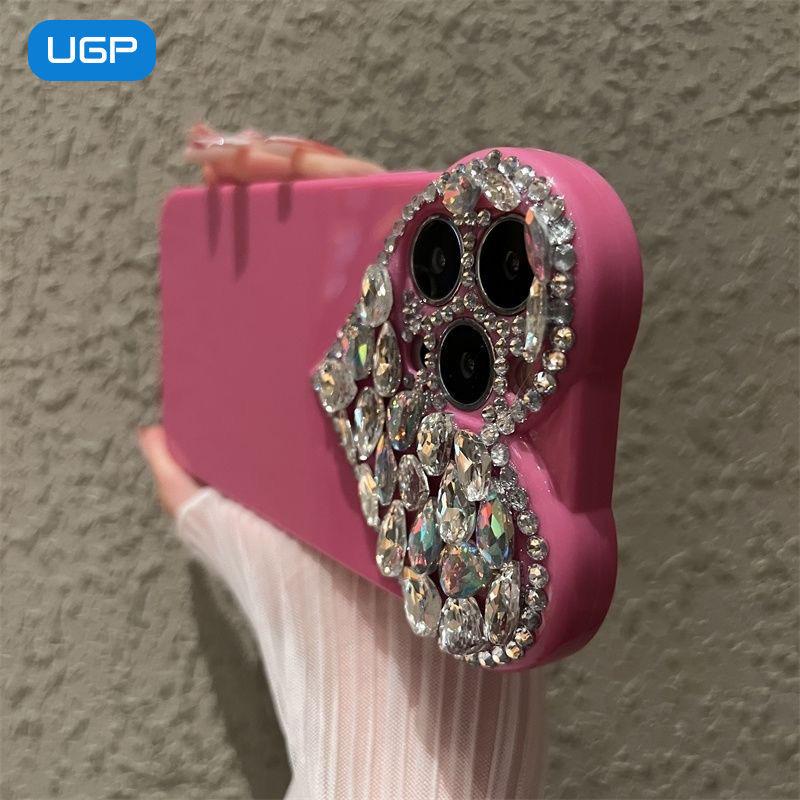 Luxury rhinestone love 14 Apple 16promax mobile phone case all-inclusive iPhone15 soft 13 anti-drop 12 new 11