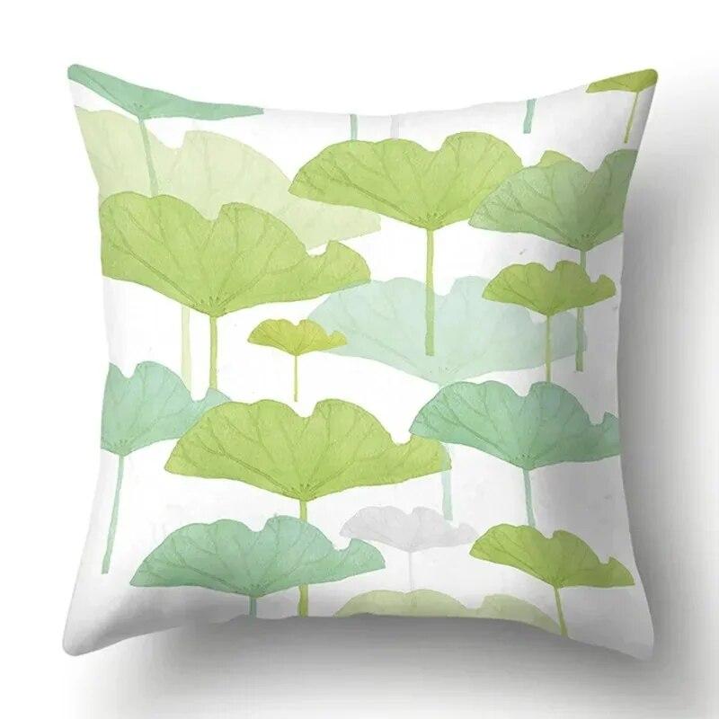 Watercolor Plant Leaf Print Pillow Cover Home Decoration Living Room Sofa Cushion Cover Bedroom Room Decoration 45x45cm