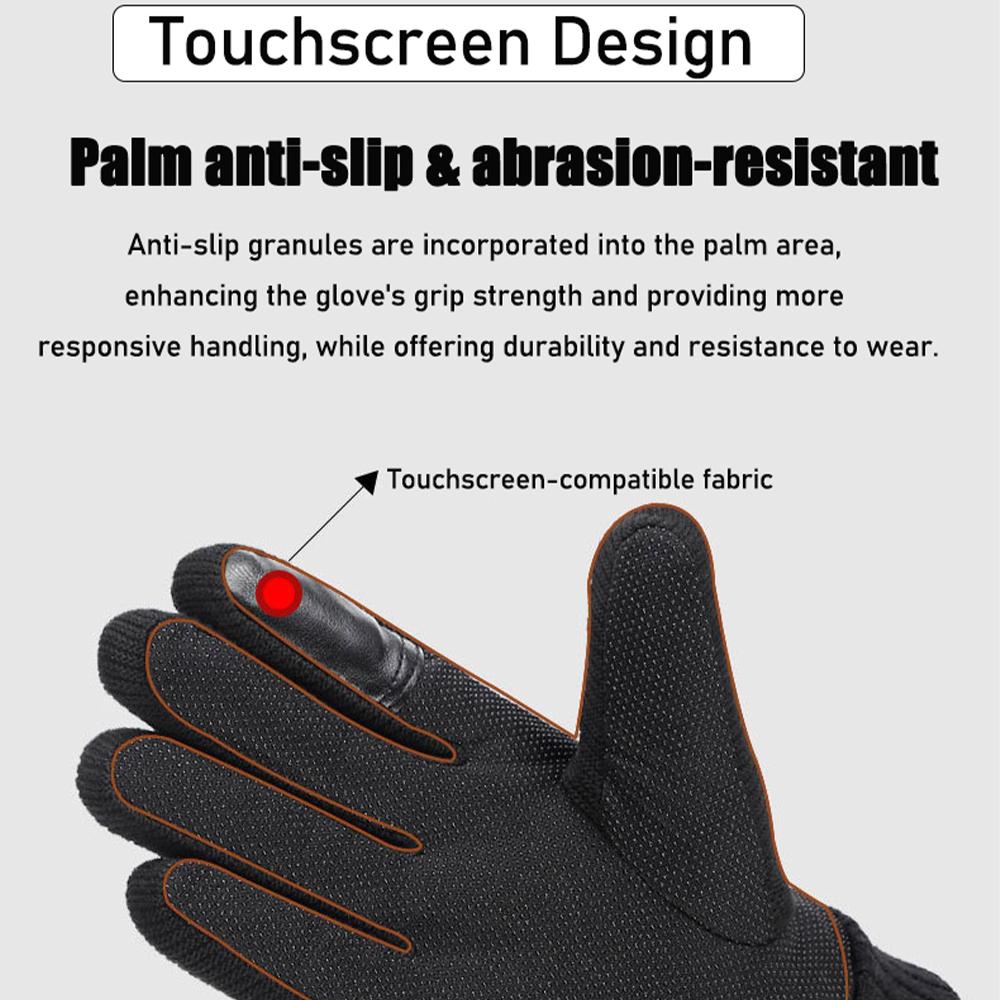 Gloves Men's Winter Cycling Motorcycle Windproof Cold Insulation Durable Warm Leather Touch Screen Anti-Slip Thick Pile