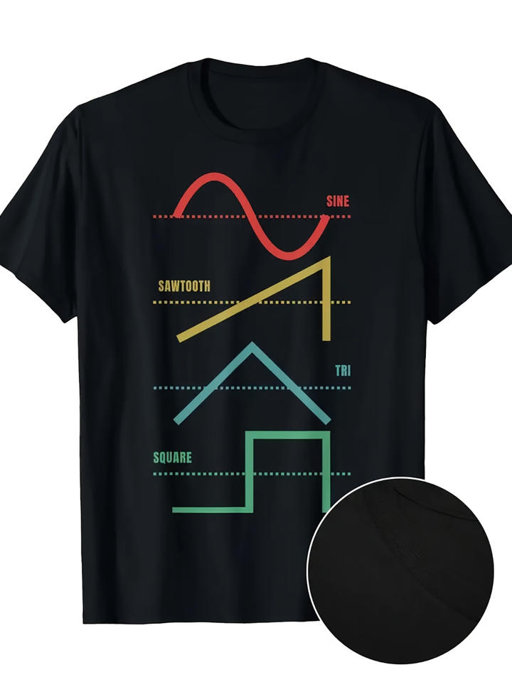 Vintage Analog Synthesizer Techno Waveform Synth Nerd T-Shirt Graphic Short Sleeve Men's T-shirts for Summer Unisex All-Season