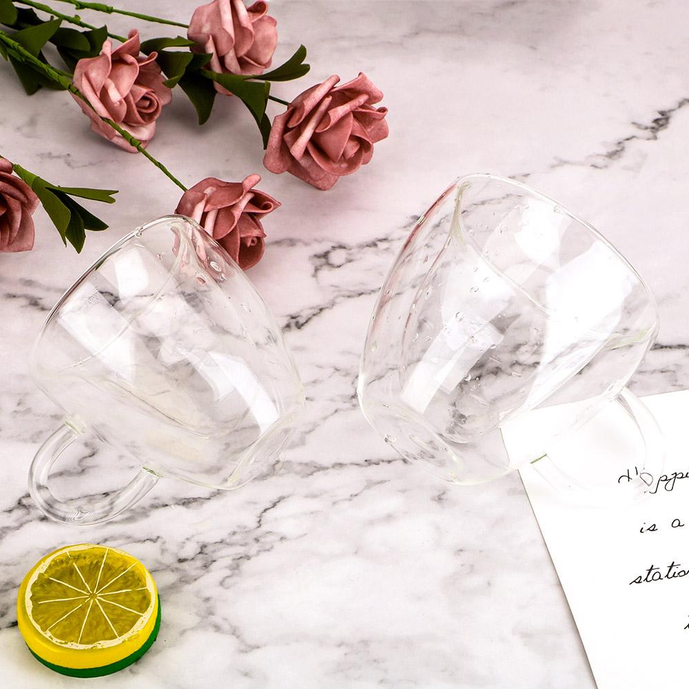 Heart Love Shaped Tea Beer Mug Juice Cup Coffee Cups Mug Gift Drinkware Double Wall Glass Mug Heat-Resisting 180ml/240ml