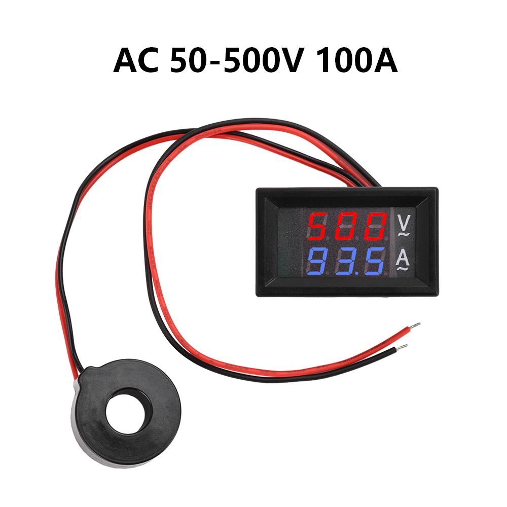 AC 50-500V Digital Voltmeter Ammeter 10A 50A 100A 220V Voltage Current Meter Tester Detector 0.28" LCD Display with Transformer