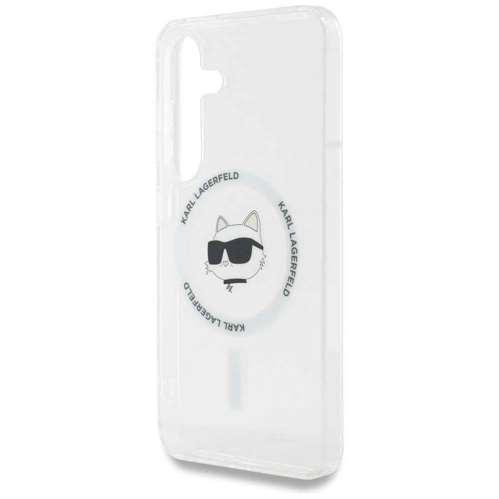 Karl Lagerfeld Button Choupette Case Printed Logo Magsafe For Samsung Galaxy S25 White