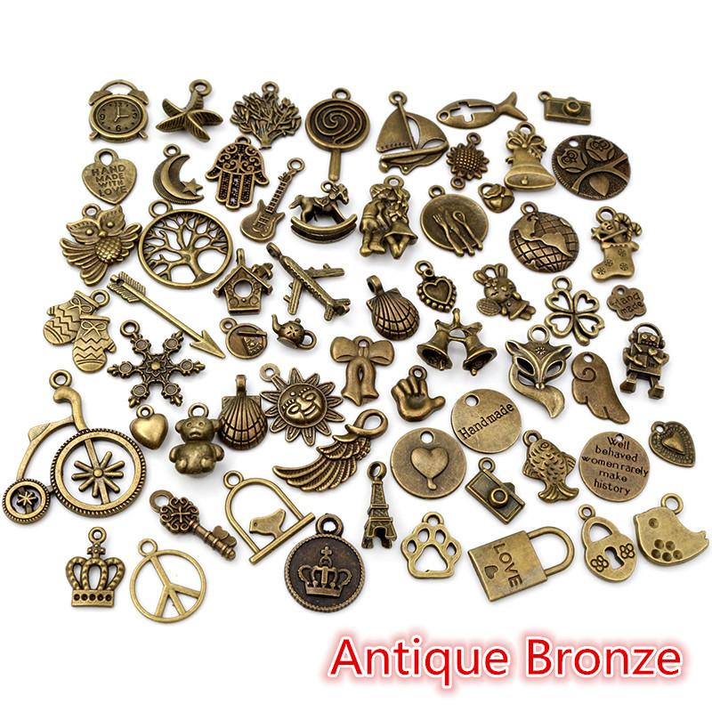 30pcs Mixed Styles Animal Heart Leaf Flower Crown Charms Pendants DIY Jewelry Findings for Necklace Bracelet Making Accessories