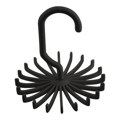 360 Degrees  Rotatable Tie Rack Belt Scarves Hook Hanger Holder Organizer (Black)