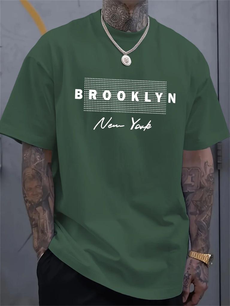 The 2025 summer new mens Tshirt Brooklyn New York Mens Tshirt 3D printed pattern Polyester style Tshirt Round neck Summer c