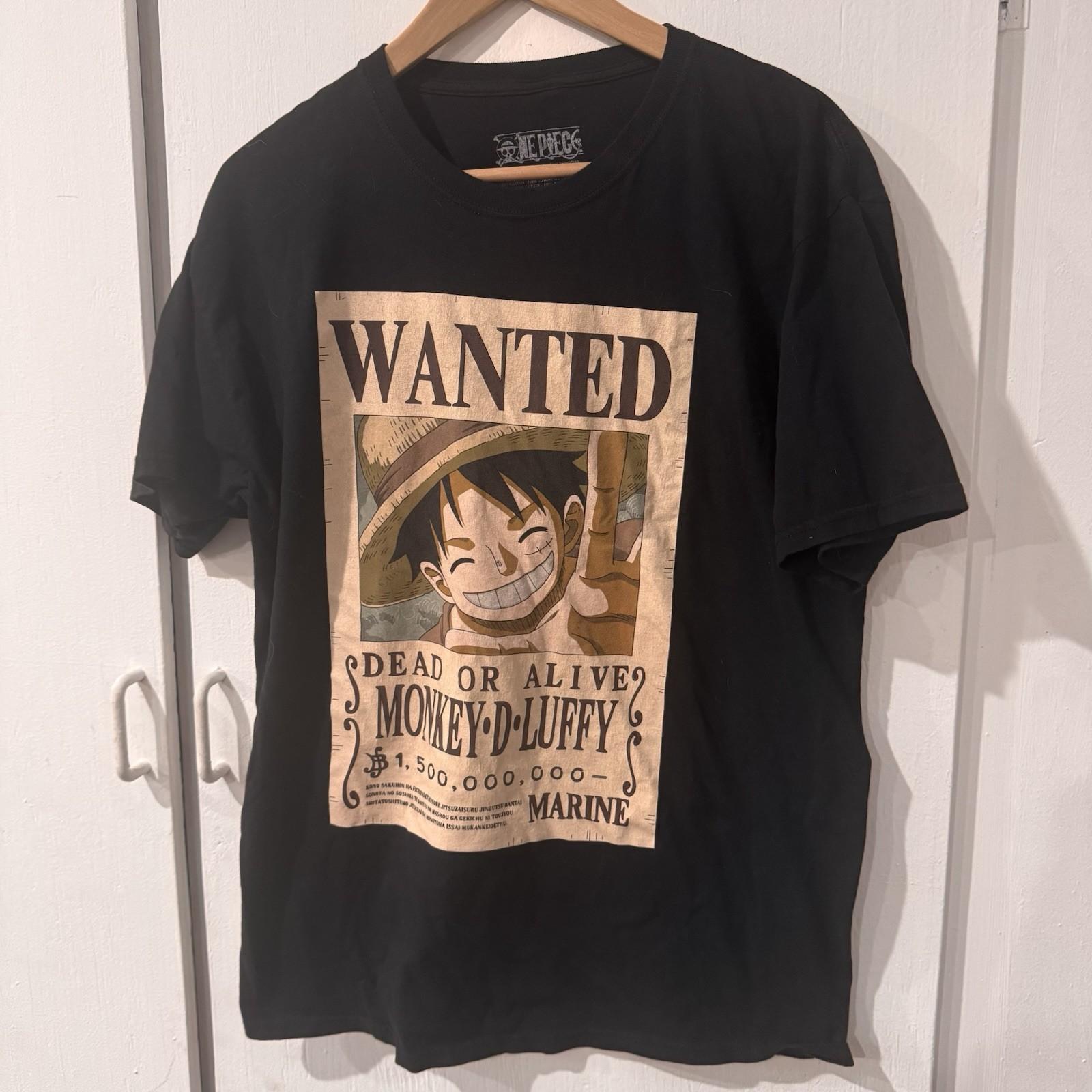 One Piece Luffy Wanted Poster T-Shirt Large Black Anime Toei XXXL