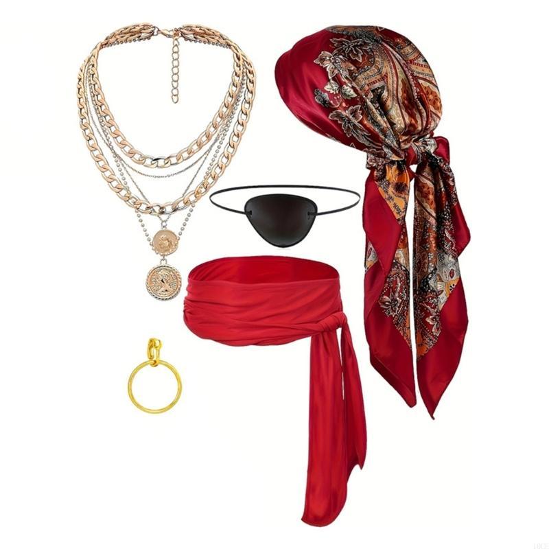 Full Pirate Accessories Collection Bandana Belt Necklace Bracelet Combo
