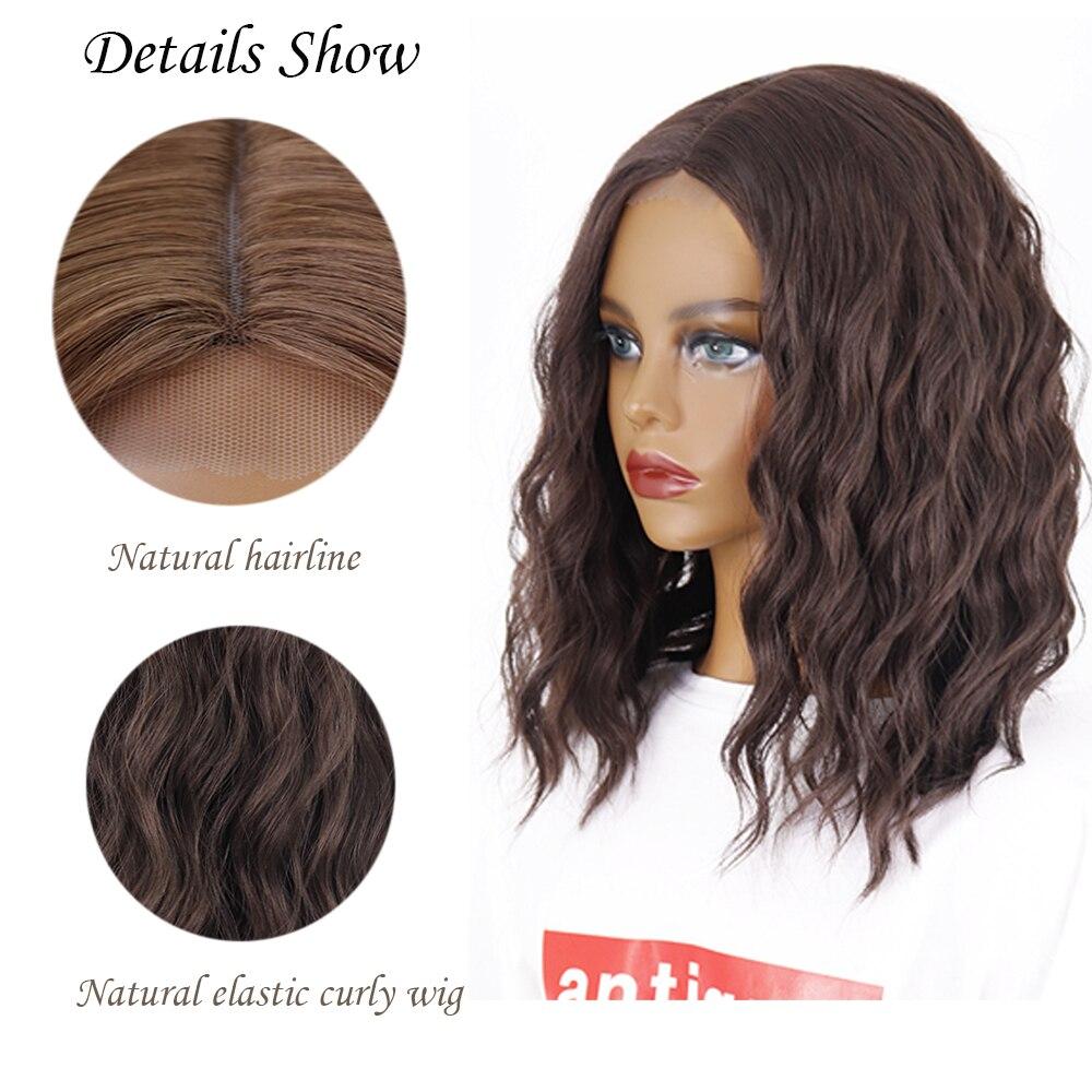 MERISIHAIR Synthetic Shoulder Length Wig Short Water Wave Wigs For Women Ombre Brown Pink Black  Gray  Daily Use