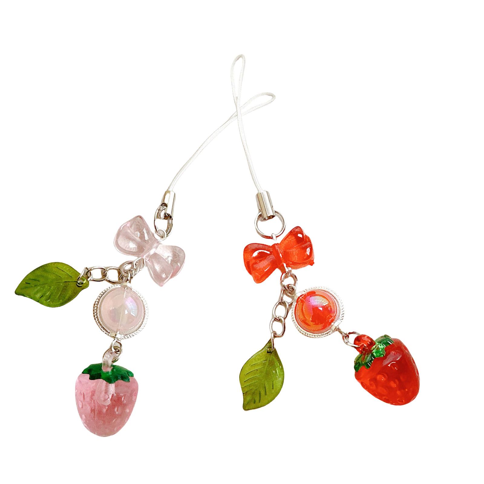 

Chic Strawberry Leaf Pattern Phone Tether Versatile Strawberry Leaf Phone Lanyard Accessory for Casual and Formal Events разноцветный