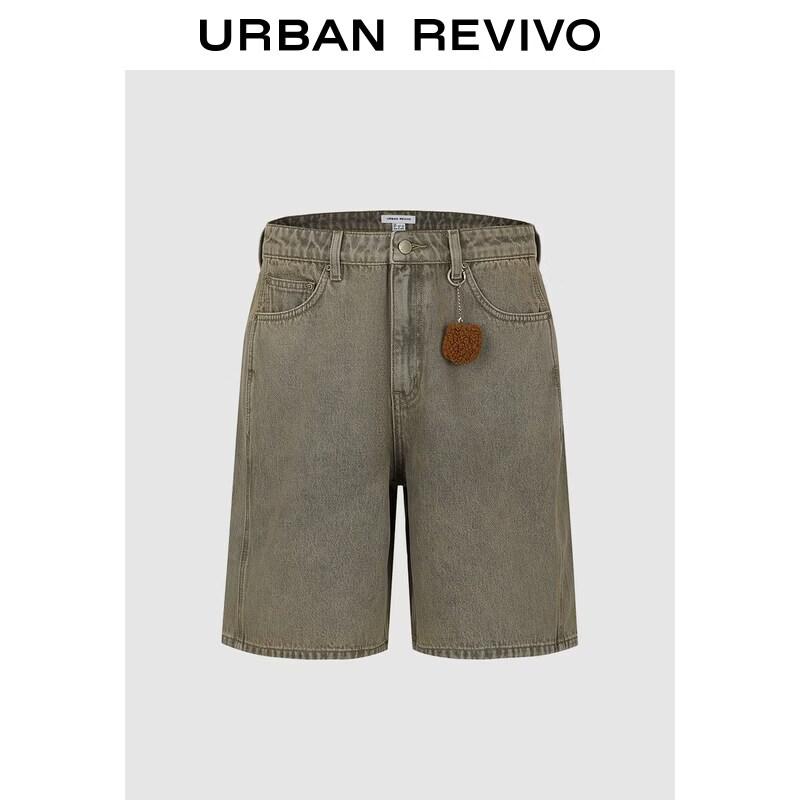 

UR2026 Men s Washed Denim Shorts with Plush Charm 32