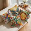 1/4pcs Mexican Bohemian Flowers Cushions Pillowcase Polyester Cushion Cover Throw Pillow Pillowcover Home Car Sofa Decor