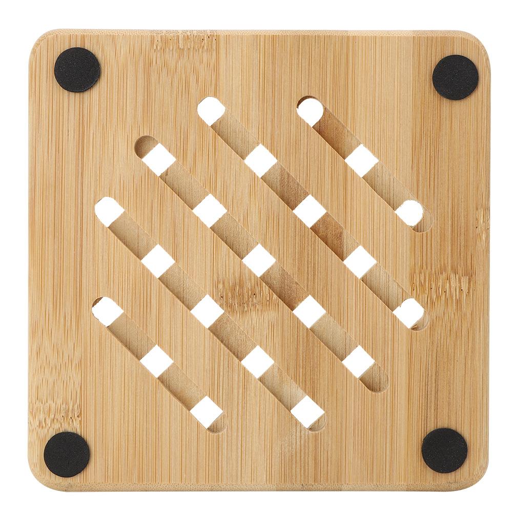4Pcs Bamboo Table Mat Anti-Scald Non-Slip Bowl Cup Heat Insulation Pad for Home Kitchen Use( Shape )