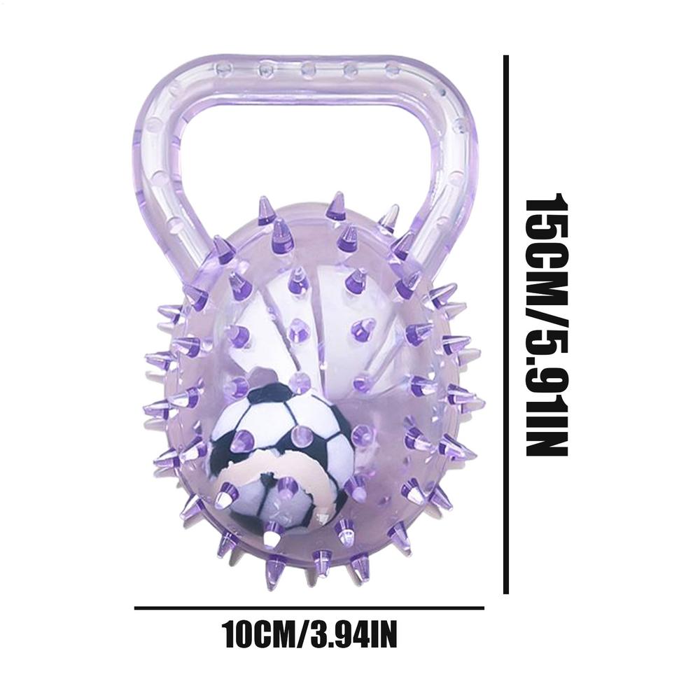 Мячик для собаки пищащий интерактивный мячик с футбольным мячом внутри резиновый шипастый интерактивные игрушки для собак с ручкой для жевания и обогащения фиолетовый