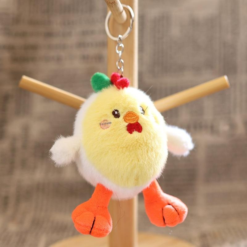 Cartoon Fruit Avocado Chicken Plush Keychain Creative Stuffed Doll Keyring Student Bag Pendant Backpack Hanging Decoration Gifts