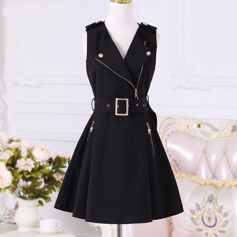 

Fleece-Lined Black Slim-Fit Vest Dress for Women - Autumn/Winter 2025 Collection S