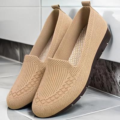 Spring and Summer Cloth Shoes Breathable Fly-woven Mesh Shoes Non-slip Flat-soled Medium Shoes Shallow Mouth Single Shoes