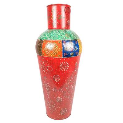 The Online Shop Flower Vase | Big Metal Flower Pot for Corners - for Living Room and Home Decor (Red, 24 Inch)
