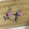 Gothic Crosses Butterfly Keychain Dark Tone Zinc Alloy Portable Sturdy Accessory for Keys Bags Everyday Use