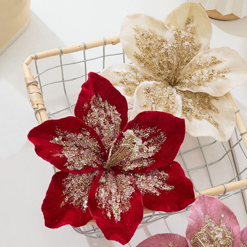 1 Stück Samt DIY Stoff Festival Simulierte Lilienblume Neujahrsdekoration Festival Weihnachten Hochzeitsanhänger