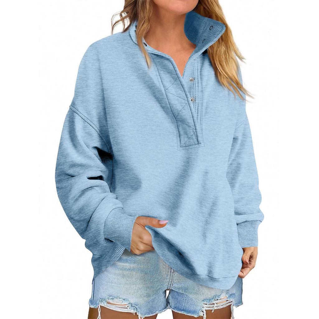 Women's Fashionable Long-sleeved Pullover And Solid-color Sweatshirt