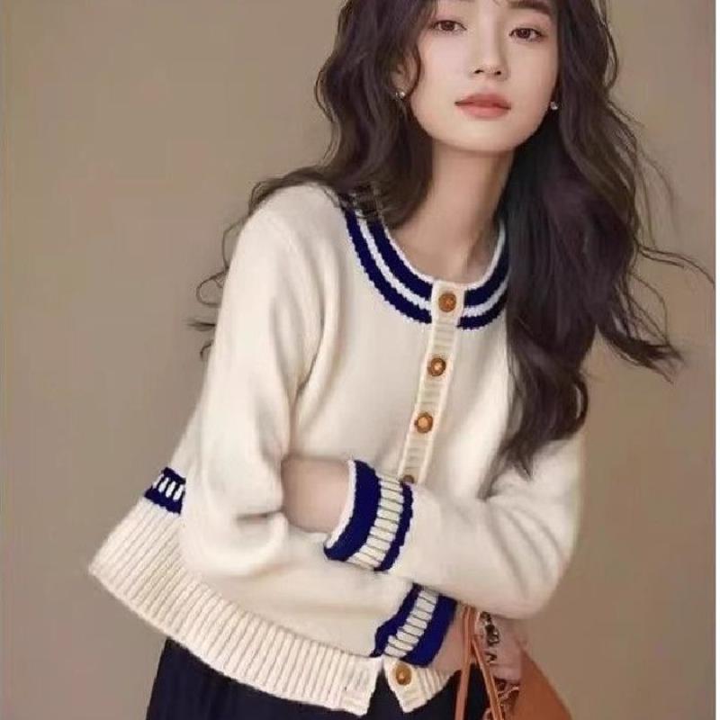 New Autumn Sweater Top for Women, Elegant Knitted Cardigan Jacket
