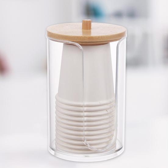 Disposable Paper Cup Box Multi-purpose Dust-proof Transparent And Visible Mini Cotton Pads Storage Holder for Hotel