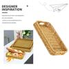 Storage Basket with Handle Manual Braided Faux Rattan Rectangle Shape Hollow Drainage Party Picnic Fruit Snacks Bread Serving