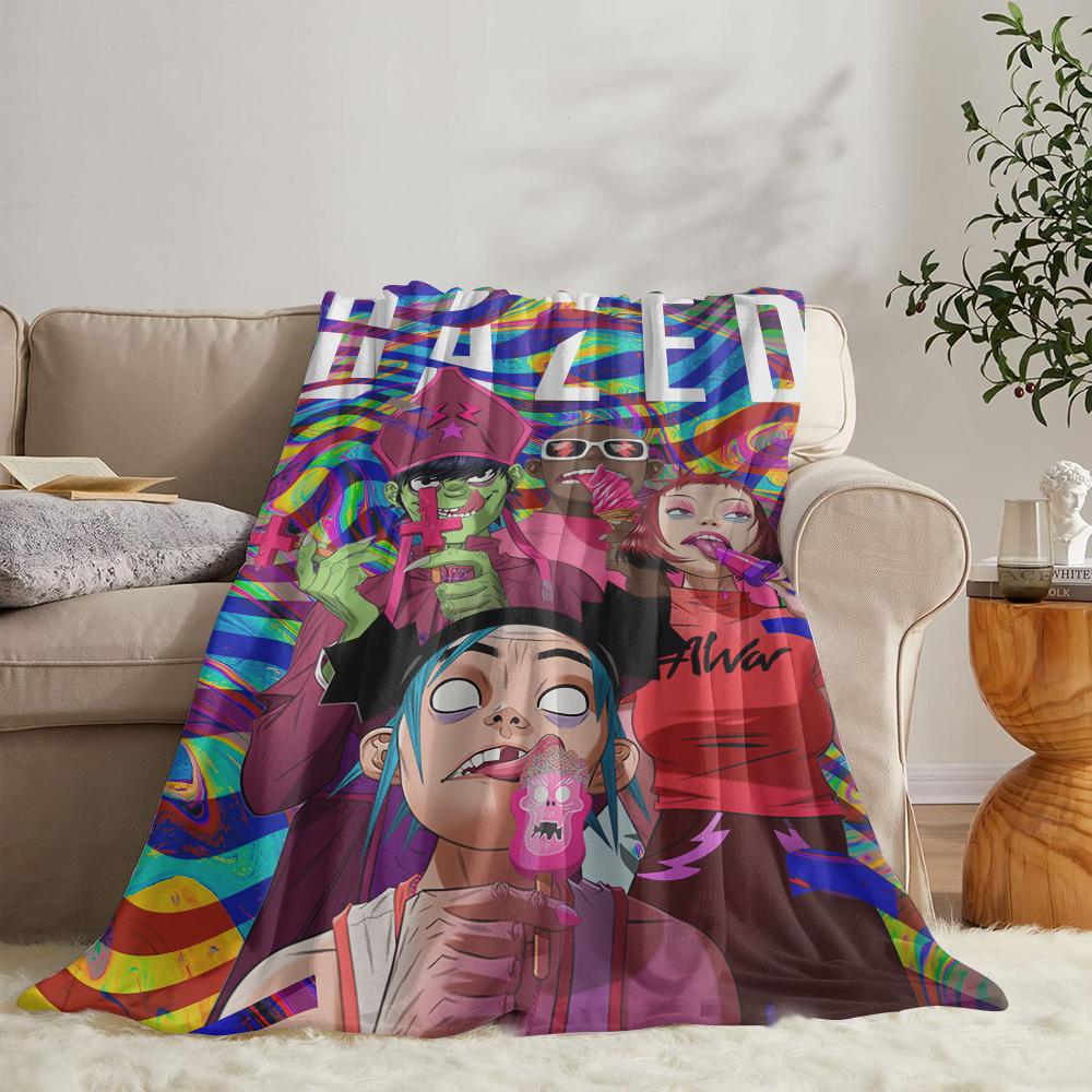 G-gorillaz Throw Soft Flannel Throw Summer Blanket Lightweight Cozy Nap Blanket for Sofa Bed Travel 75x90cm