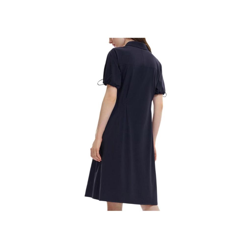 FILA Logo Woven Loose Polo Short Sleeve Dress Women Dresses Legendary-Blue F11W334303FNV