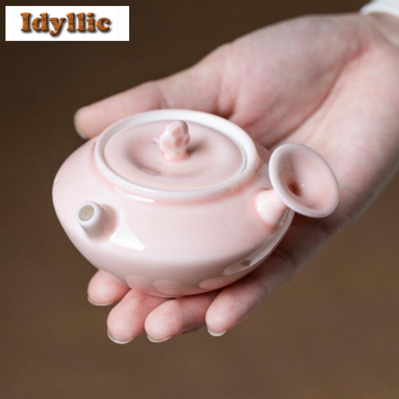 90ml Ivory White Porcelain Side Handle Teapot Antique Tea Infuser Pot Tea Maker Kettle with Strainer Green Tea Tea Items Craft